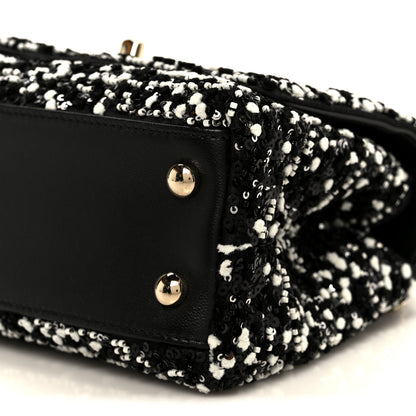 Chanel Lambskin Sequin Beaded Extra Mini Coco Handle Flap Black White 11 of 12