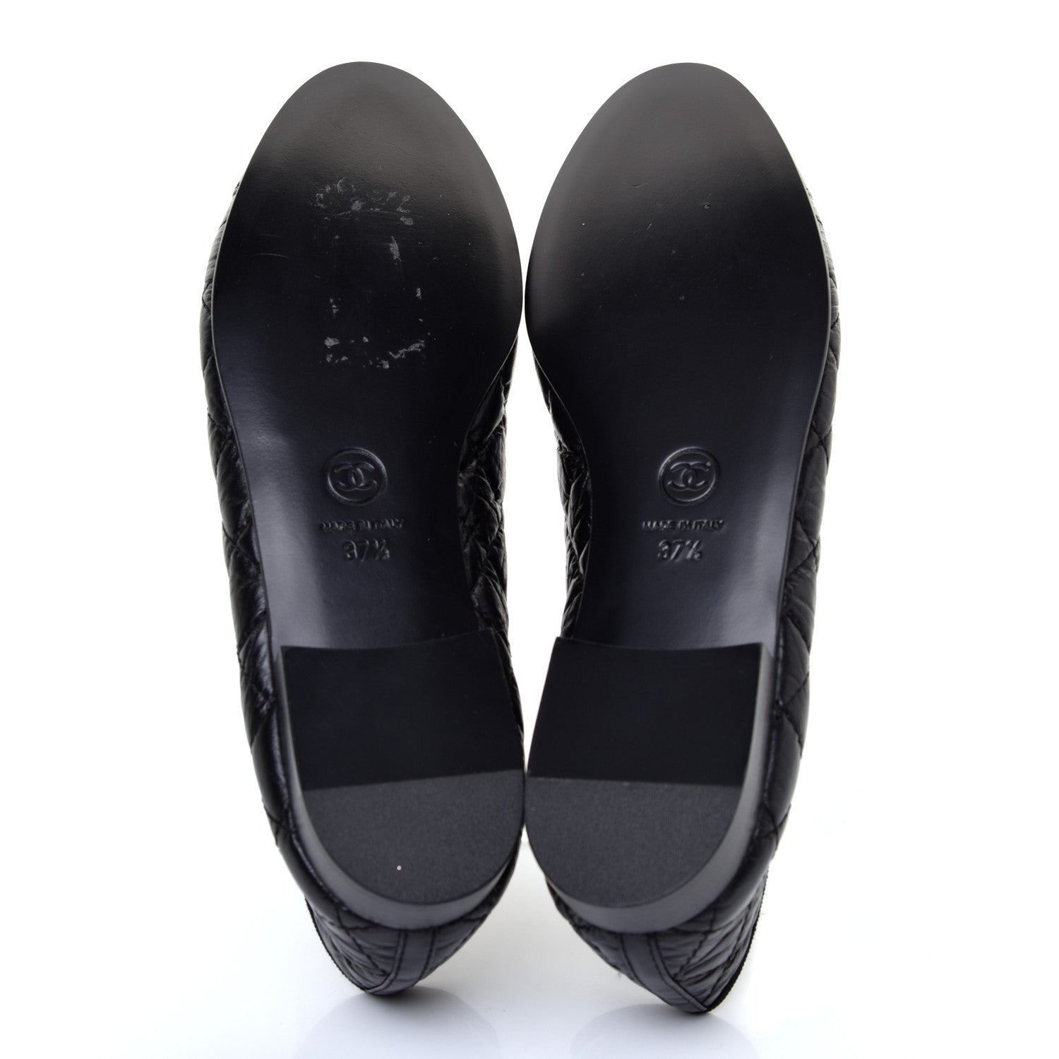 Chanel Aged Calfskin Quilted Cap Toe Ballerina Flats 37.5 Black 5 of 8