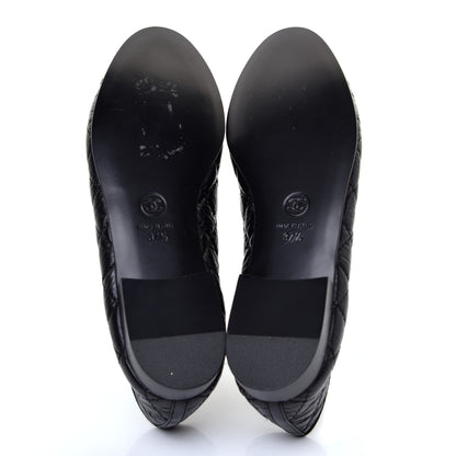 Chanel Aged Calfskin Quilted Cap Toe Ballerina Flats 37.5 Black 5 of 8