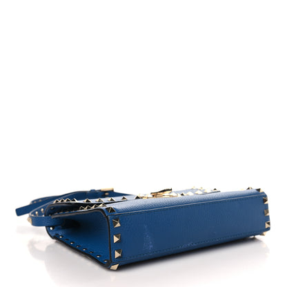Valentino Garavani Pebbled Calfskin Medium Rockstud Flip Lock Crossbody Bag Peacock 4 of 9