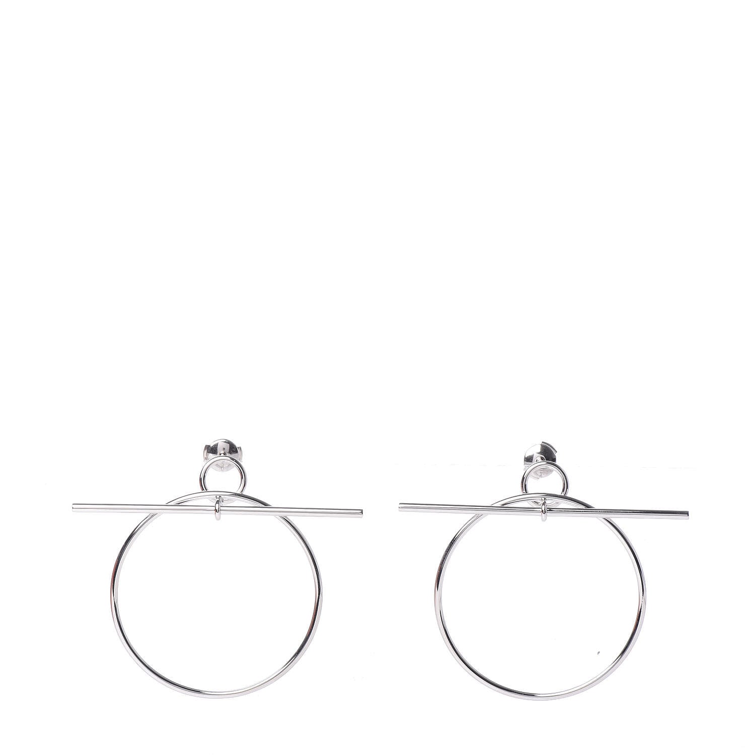 Hermes Sterling Silver MM Loop Earrings 1 of 7