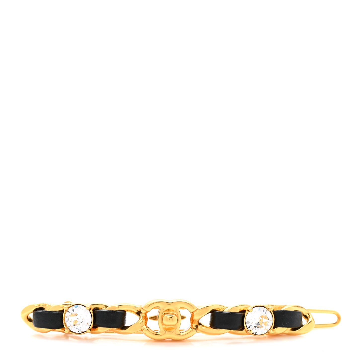 Crystal Lambskin CC More Is More Hair Clip Black Gold