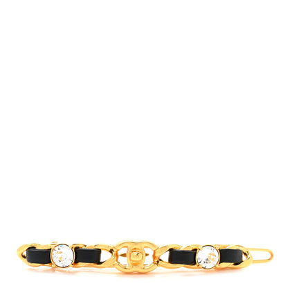 Chanel Crystal Lambskin CC More Is More Hair Clip Black Gold 1 of 3