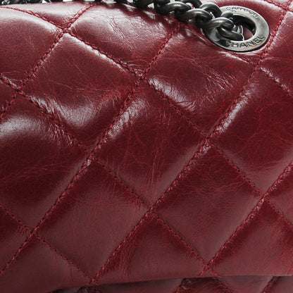 Chanel Glazed Calfskin Quilted Medium Duo Color Flap Dark Red 12 of 13