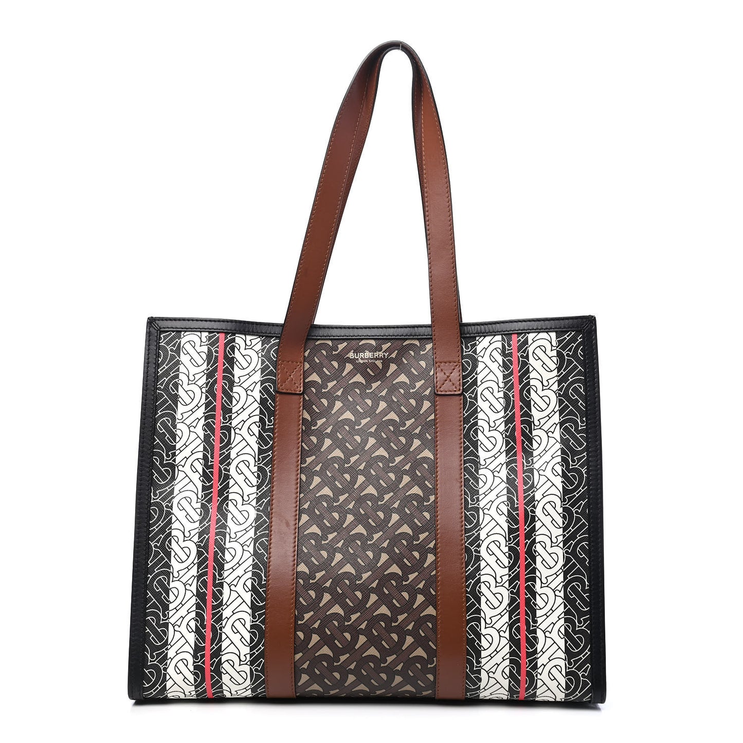 E-Canvas Monogram Stripe Book Tote Bridle Brown