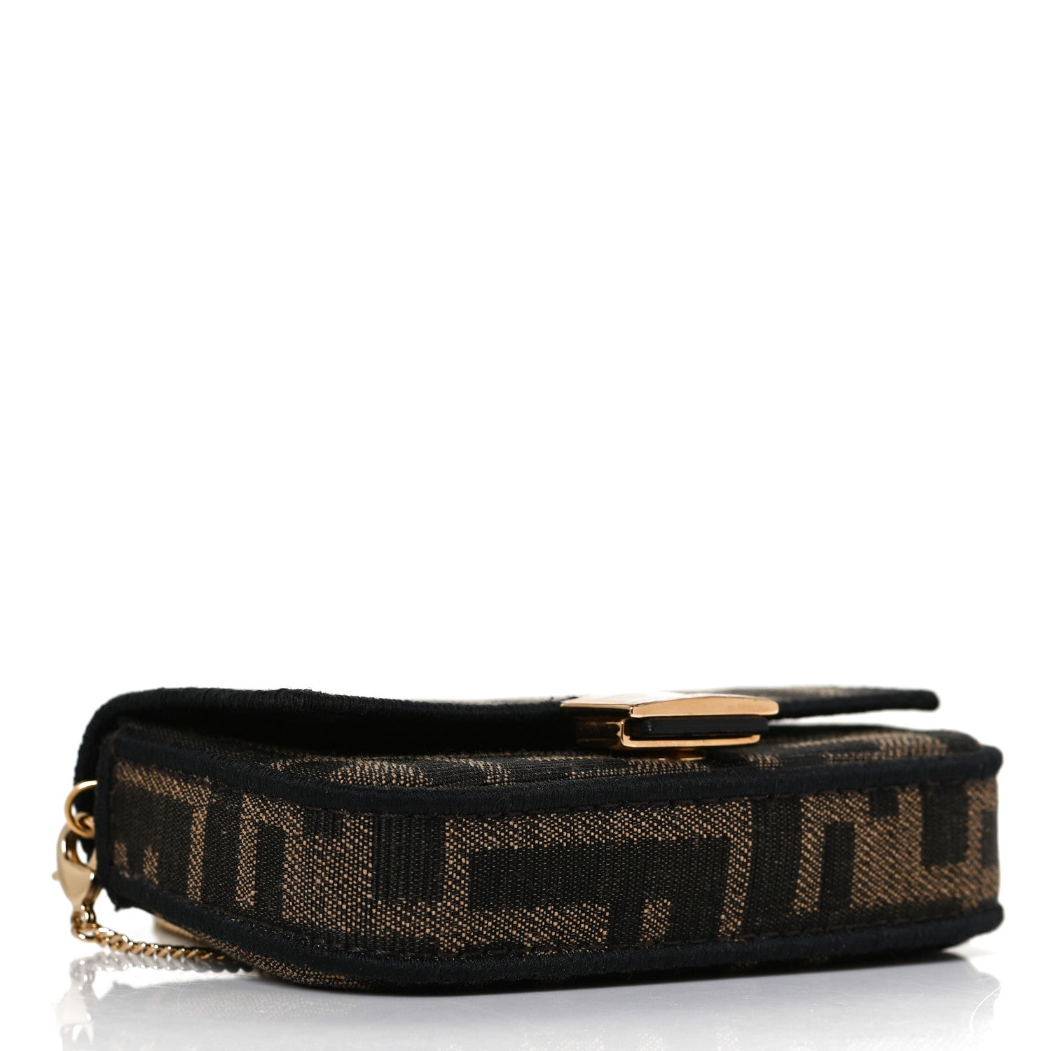 Fendi Fabric Jacquard FF 1974 Nano Baguette Charm Tobacco Moro Black 4 of 12