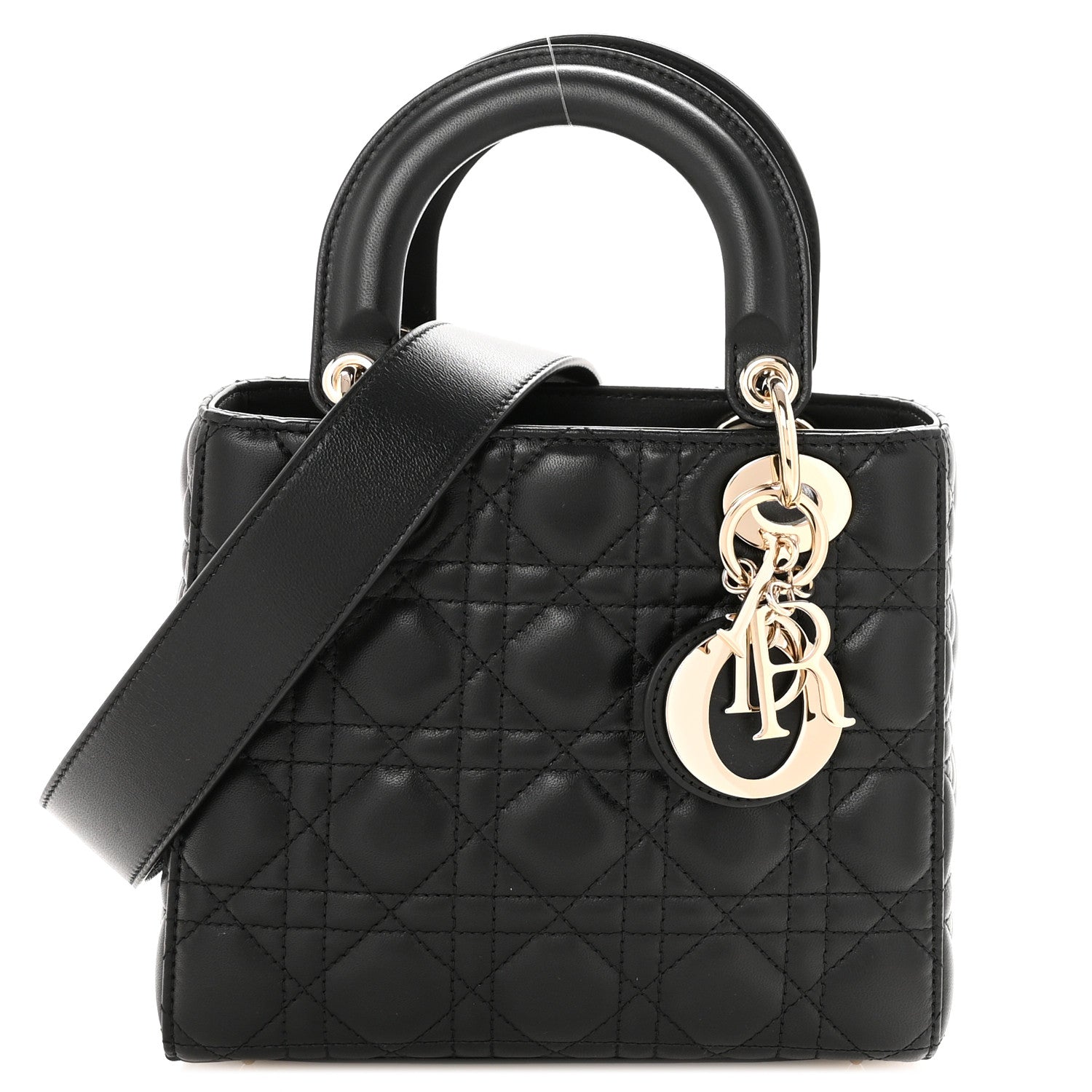 Christian Dior Lambskin Cannage Small Lucky Badges My Lady Dior Black 1 of 9