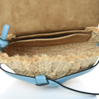 Loewe Calfskin Raffia Mini Gate Crossbody Bag Light Blue Natural 5 of 8