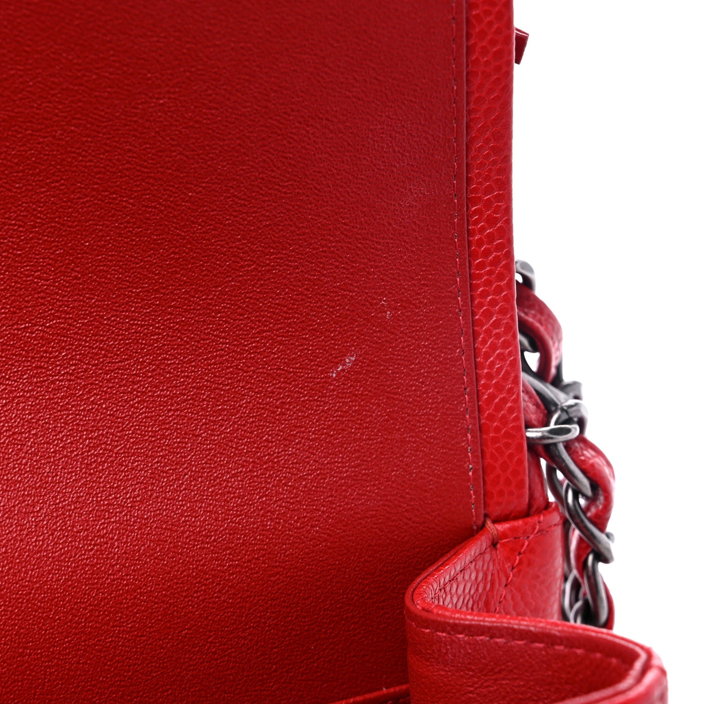 Caviar Quilted Jumbo Double Flap Red
