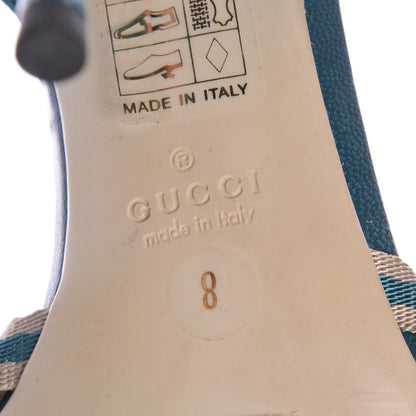 Gucci Lambskin Canvas Ribbon Sandals 8 Blue 8 of 11
