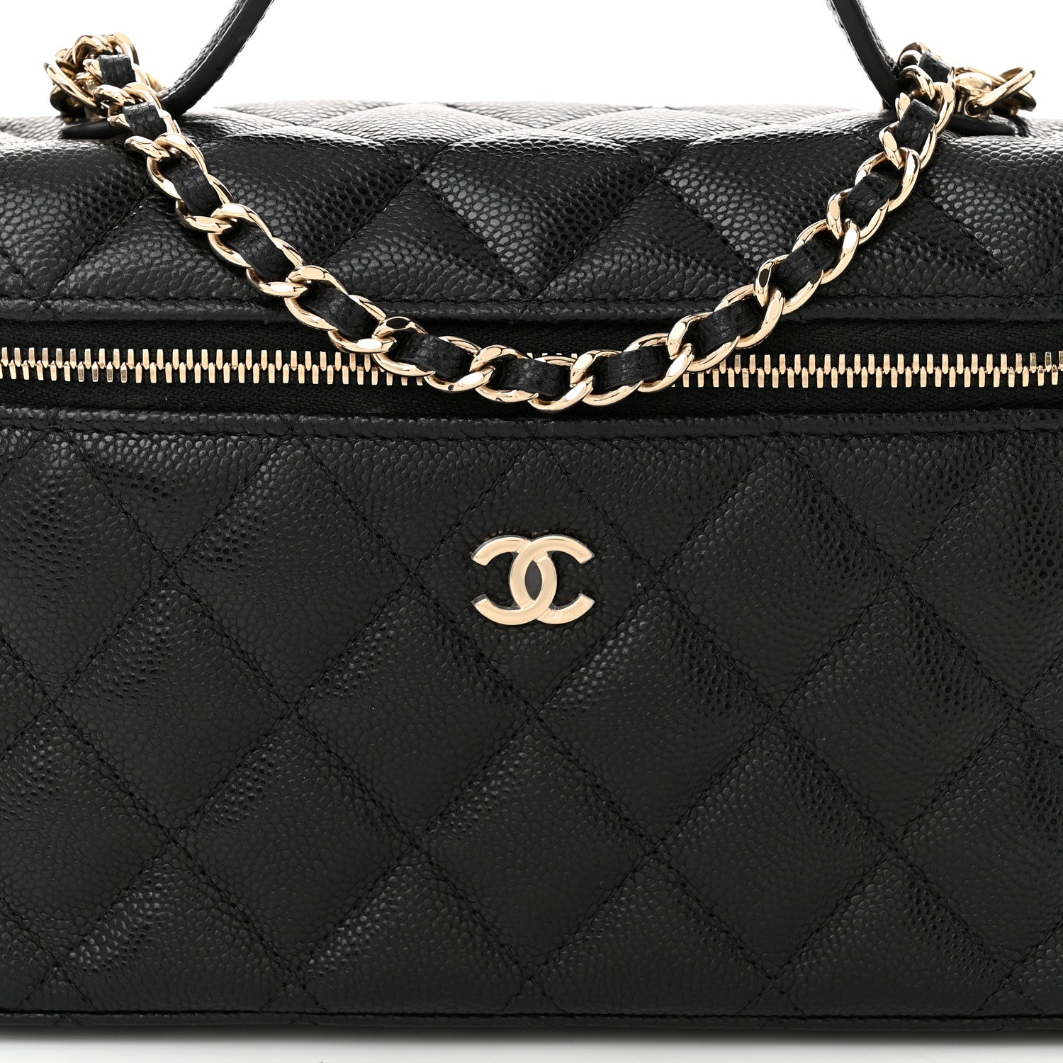 Chanel Caviar Quilted Top Handle Slim Vanity With Chain Black 8 of 11