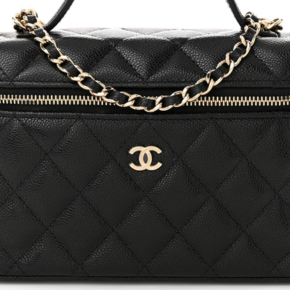 Chanel Caviar Quilted Top Handle Slim Vanity With Chain Black 8 of 11