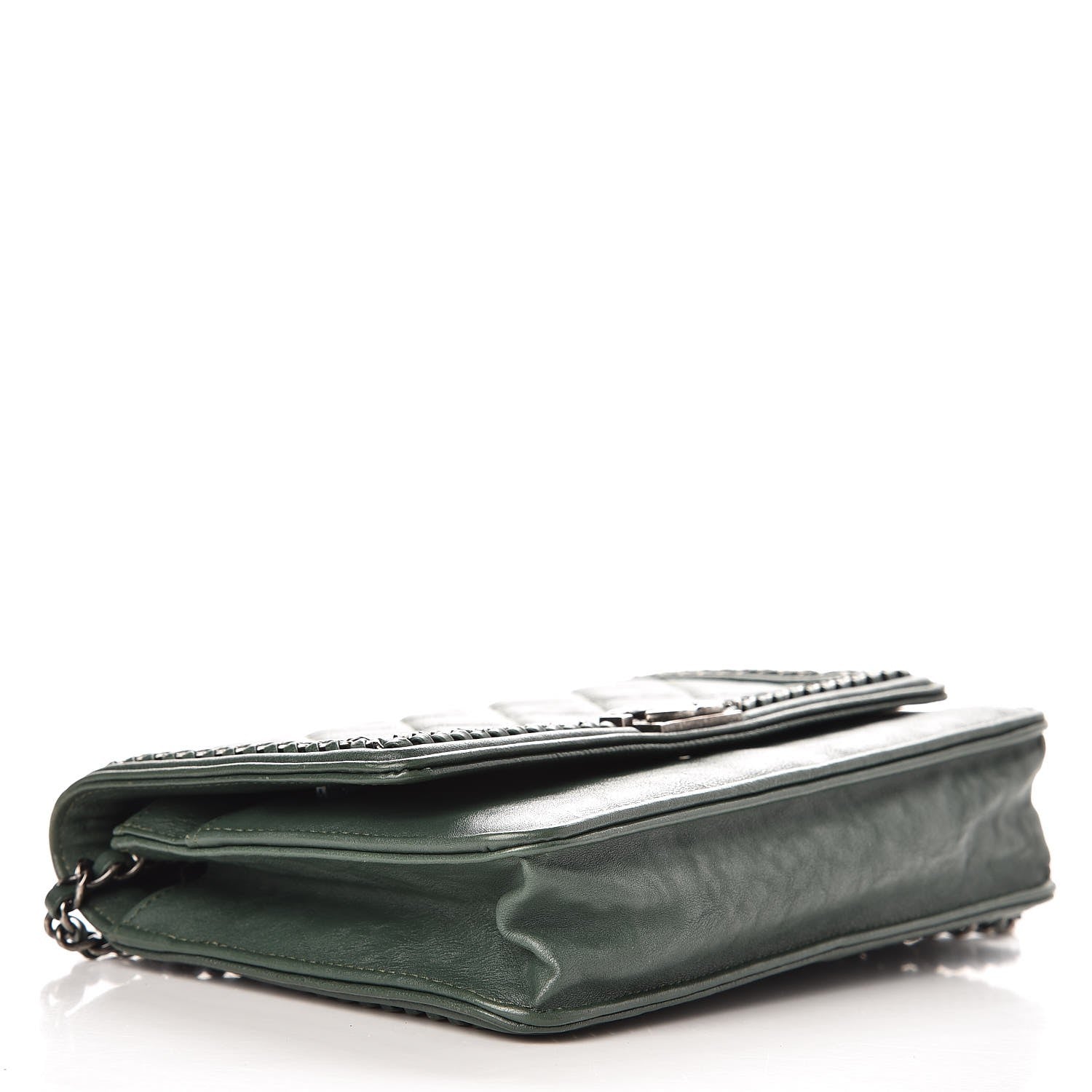 Chanel Calfskin Quilted Chain Around Boy Wallet On Chain WOC Green 4 of 10
