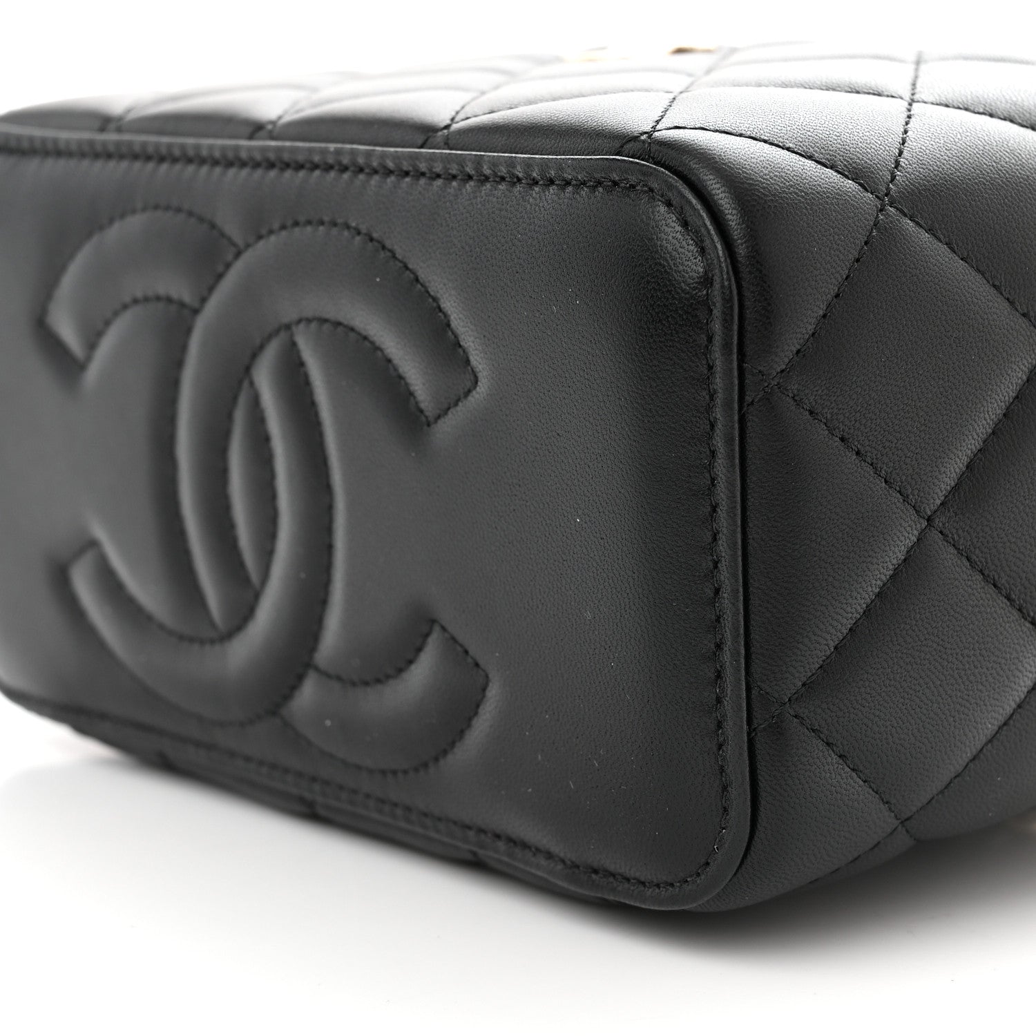 Chanel Lambskin Quilted Small Top Handle Vanity Case With Chain Black 10 of 12