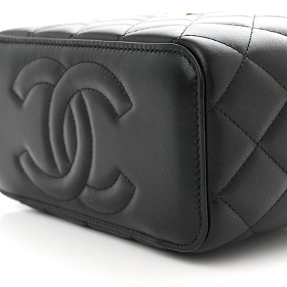 Chanel Lambskin Quilted Small Top Handle Vanity Case With Chain Black 10 of 12