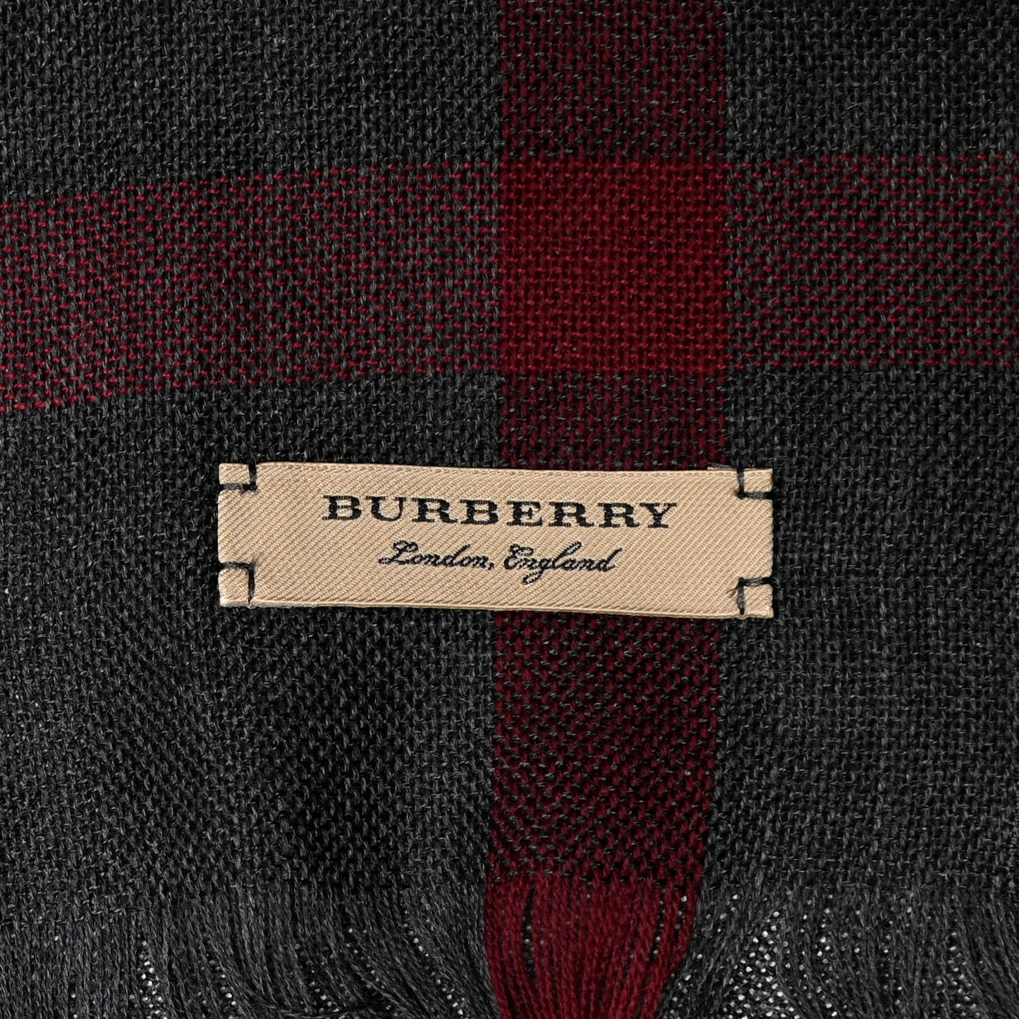 Wool Cashmere Tonal Lightweight Check Scarf Charcoal