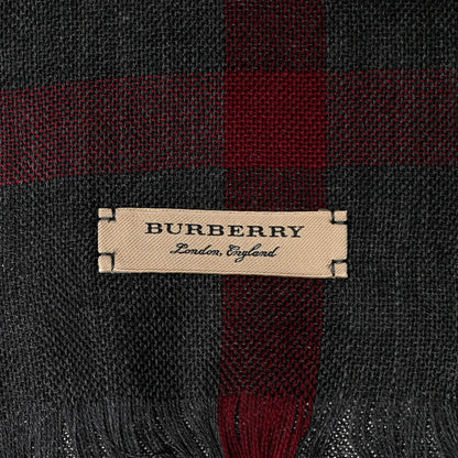 Burberry Wool Cashmere Tonal Lightweight Check Scarf Charcoal 5 of 5