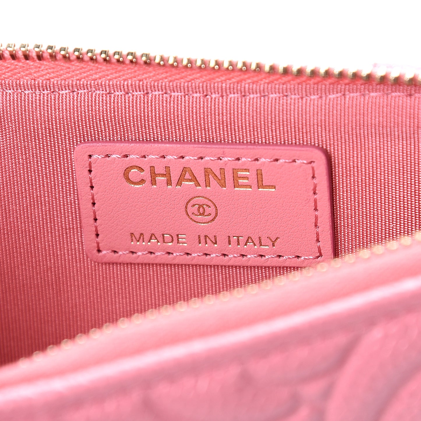 Caviar Camellia Embossed Classic Flat Wallet Pouch Pink