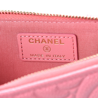 Chanel Caviar Camellia Embossed Classic Flat Wallet Pouch Pink 5 of 6