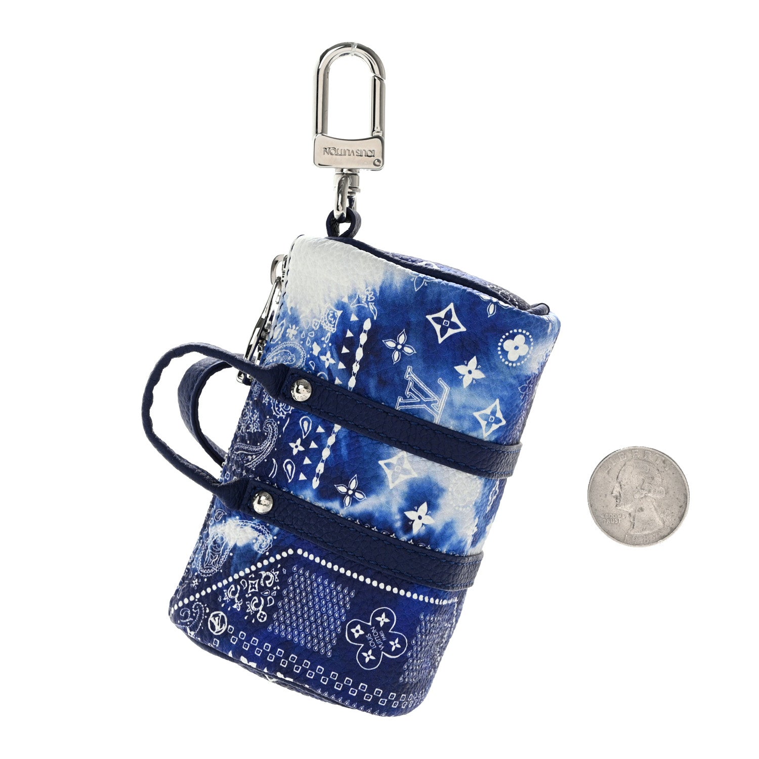 Louis Vuitton Monogram Bandana Mini Keepall Bag Charm Key Holder Blue 2 of 9