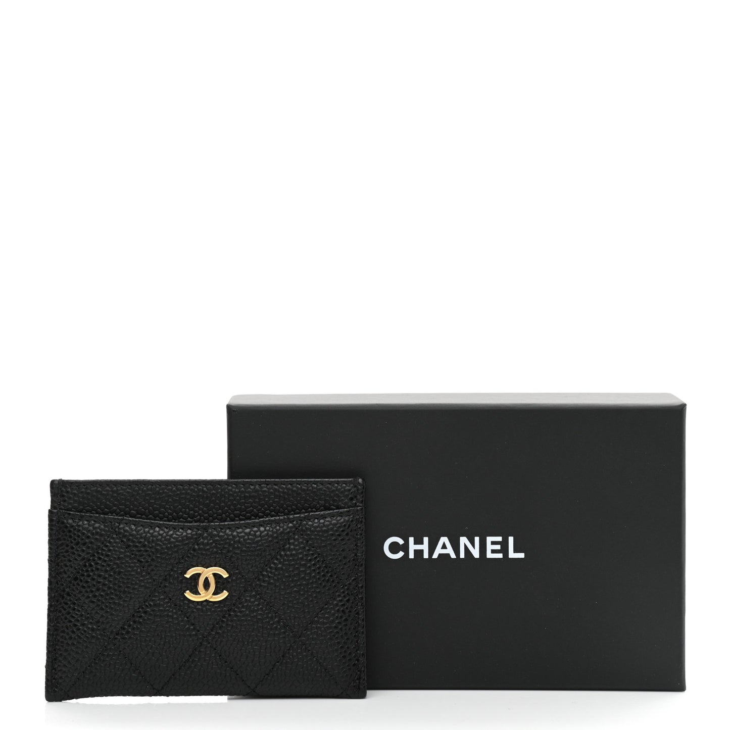 Caviar Quilted Card Holder Black