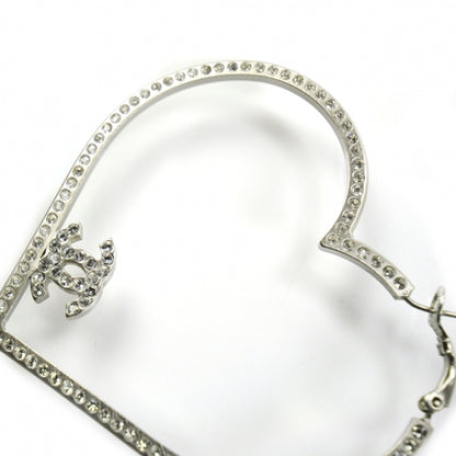 Chanel Swarovski Crystal CC Heart Hoop Earrings 3 of 5