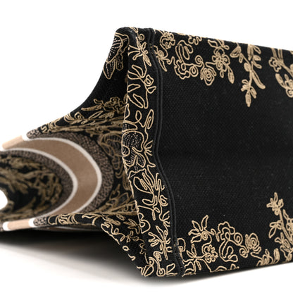 Christian Dior Canvas Embroidered Large Ornamental Cornely Book Tote Black Beige 9 of 14