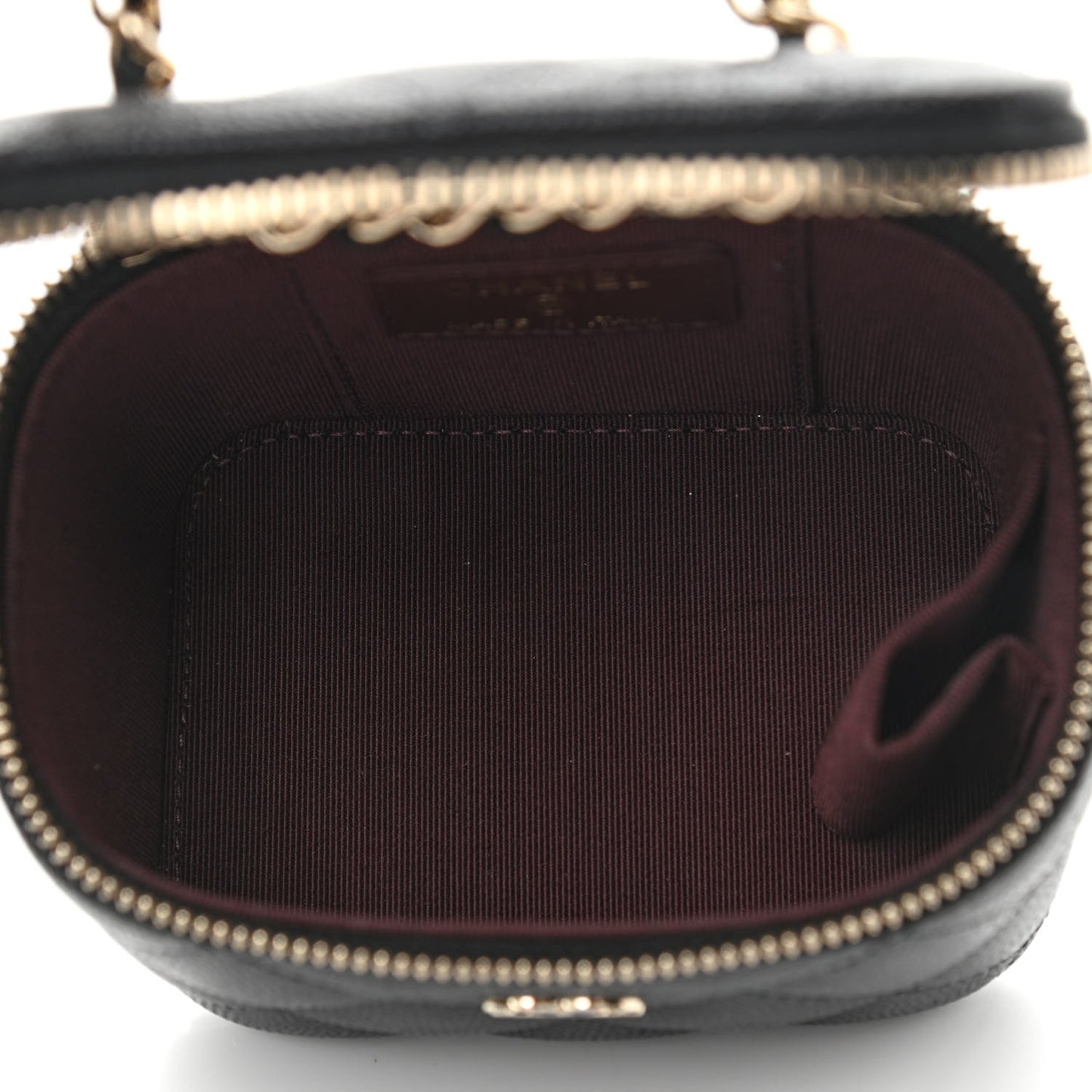 Caviar Quilted Mini Vanity Case With Chain Black