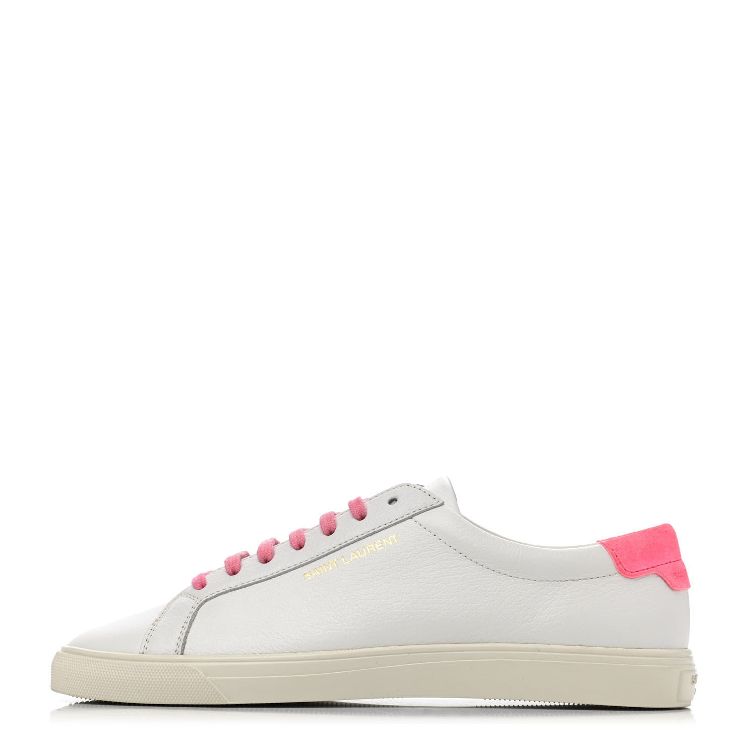 Saint Laurent Grained Calfskin Andy Low Top Sneakers 41 Optical White Fuxia Fluo 1 of 4