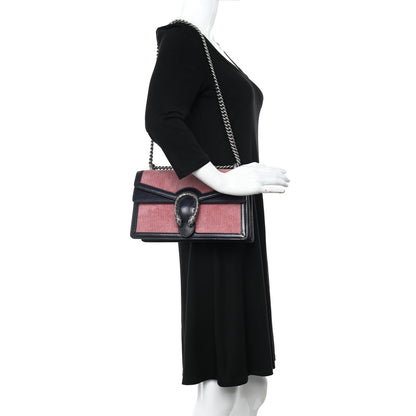 Gucci Lanzo Stretch Cord Azalea Calfskin Small Dionysus Shoulder Bag Pink Blue 2 of 10