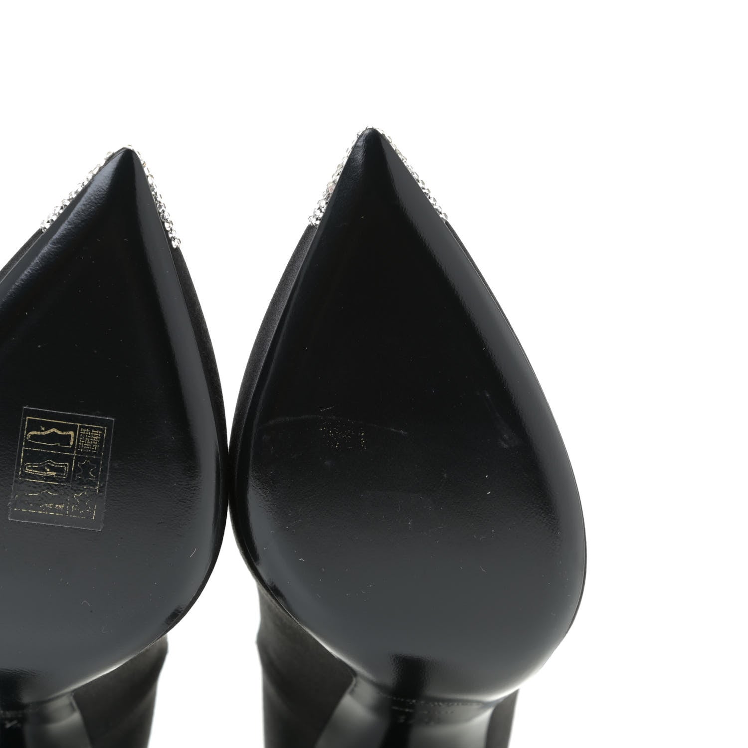 Saint Laurent Satin Crystal Embellished Tower 110 Pump 37.5 Black 16 of 20