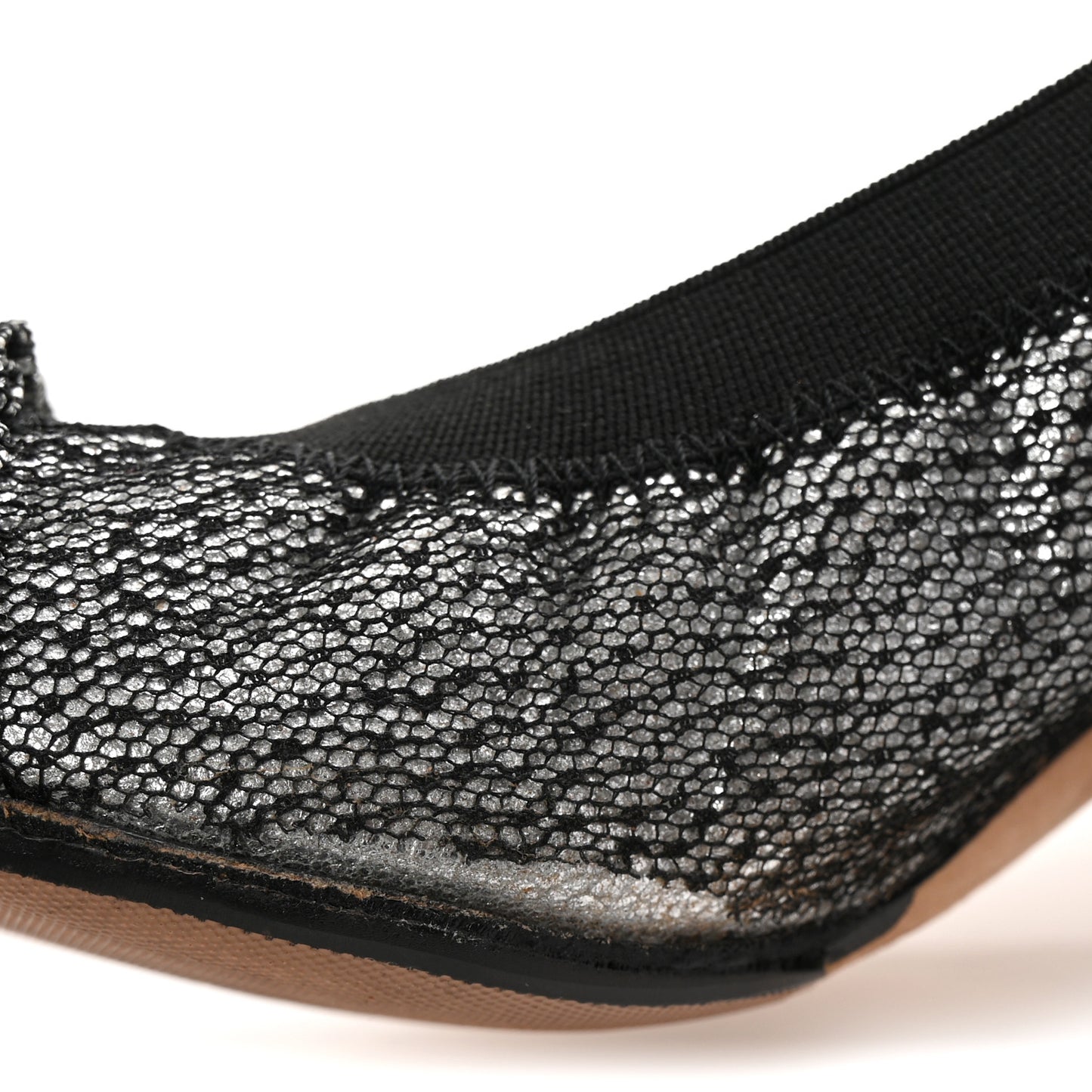 Lace Lambskin CC Elastic Stretch Pumps 39 Black Silver Rose Gold