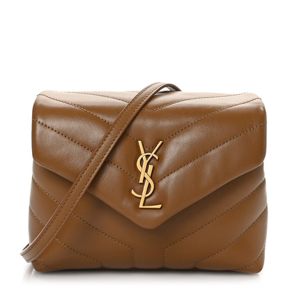 Saint Laurent Calfskin Y Quilted Monogram Toy Loulou Crossbody Bag Dark Natural 1 of 9