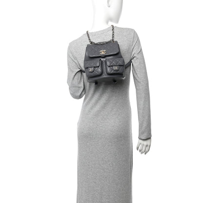 Chanel Shiny Caviar Quilted Medium Duma Pockets Drawstring Backpack Grey 2 of 10