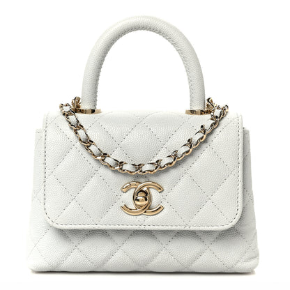 Chanel Caviar Lizard Embossed Quilted Coco Handle Clutch With Chain Light Blue 1 of 11