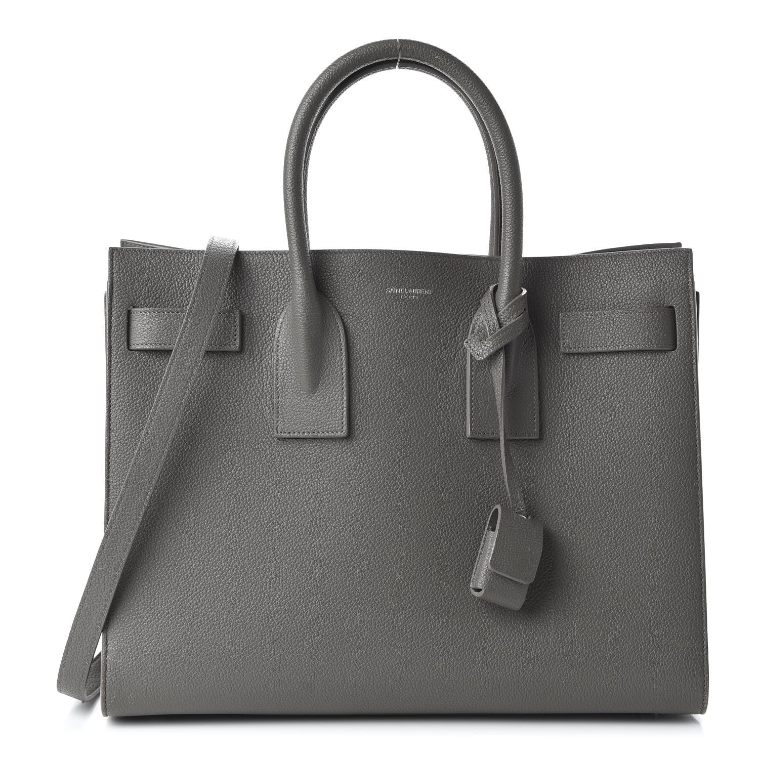 Saint Laurent Grained Calfskin Small Sac De Jour Fog 1 of 13