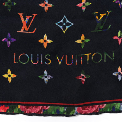 Louis Vuitton Silk Monogram Printed LV Garden Square Scarf Bleu Marine 2 of 3