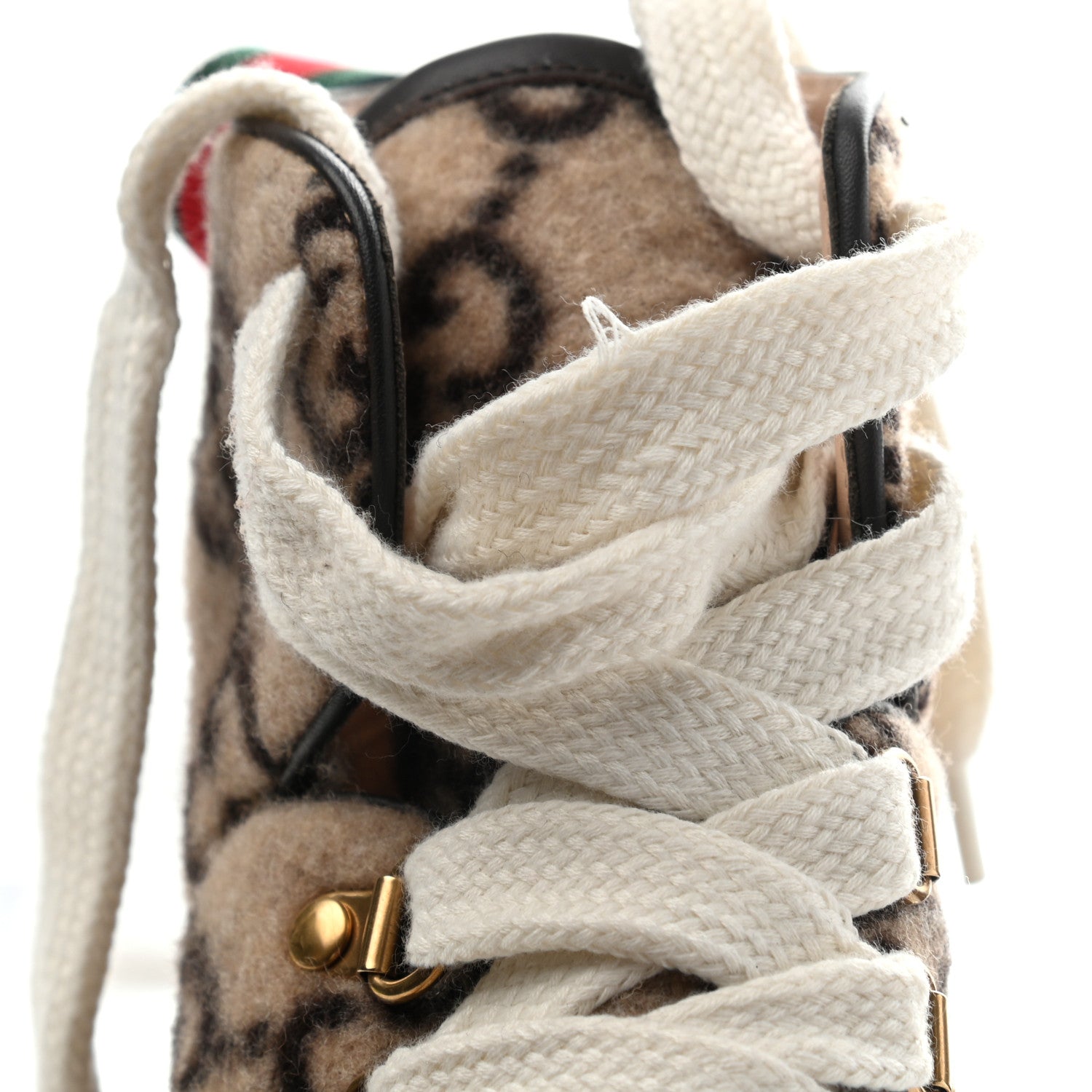 Gucci Covered Wool Big GG Monogram Womens Lace Up Combat Ankle Boots 37 Beige Ebony Cocoa 11 of 15