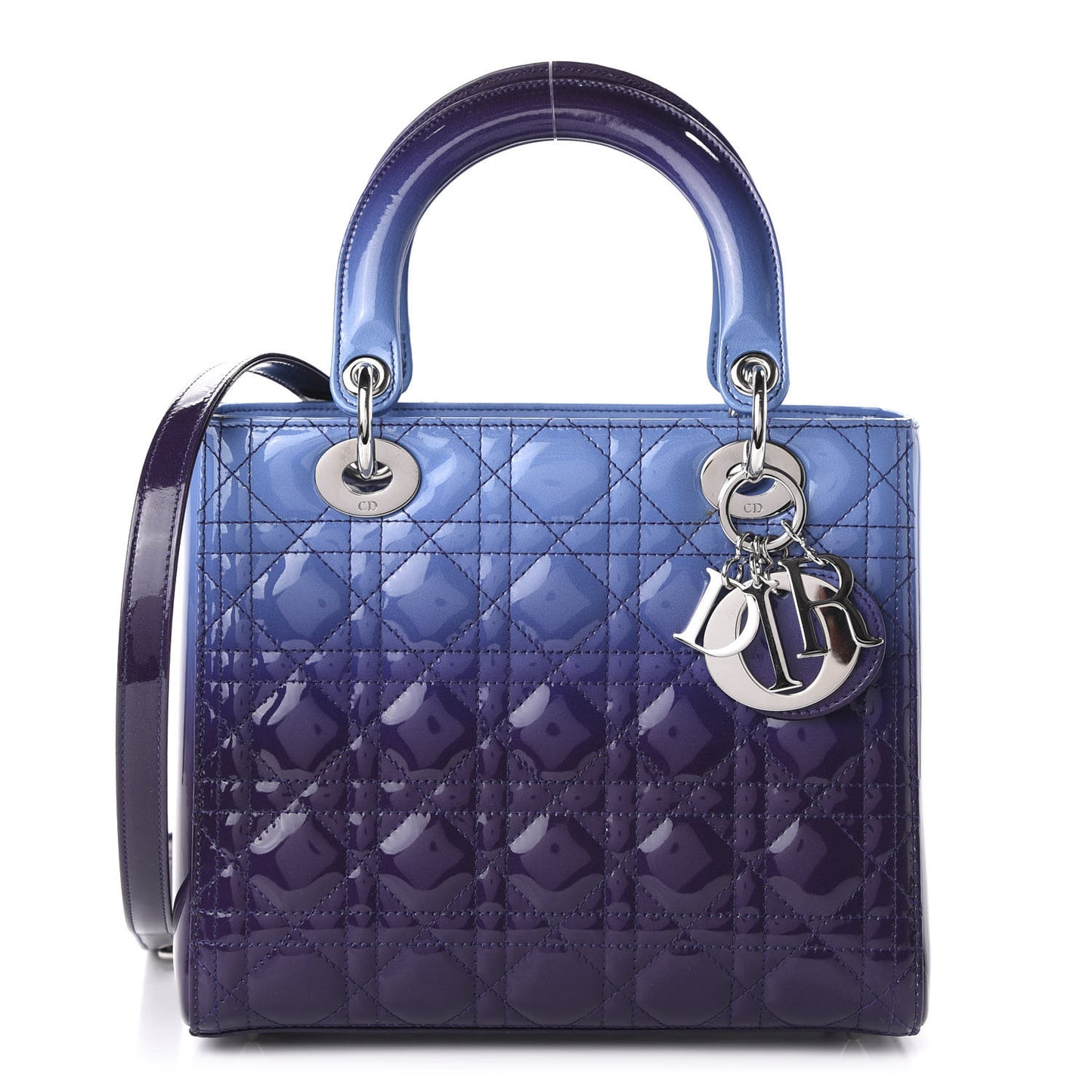 Patent Cannage Gradient Medium Lady Dior Purple Blue
