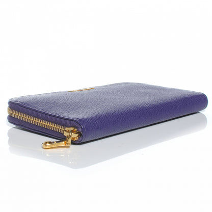 Miu Miu Leather Madras Zip Around Wallet Viola 4 of 9