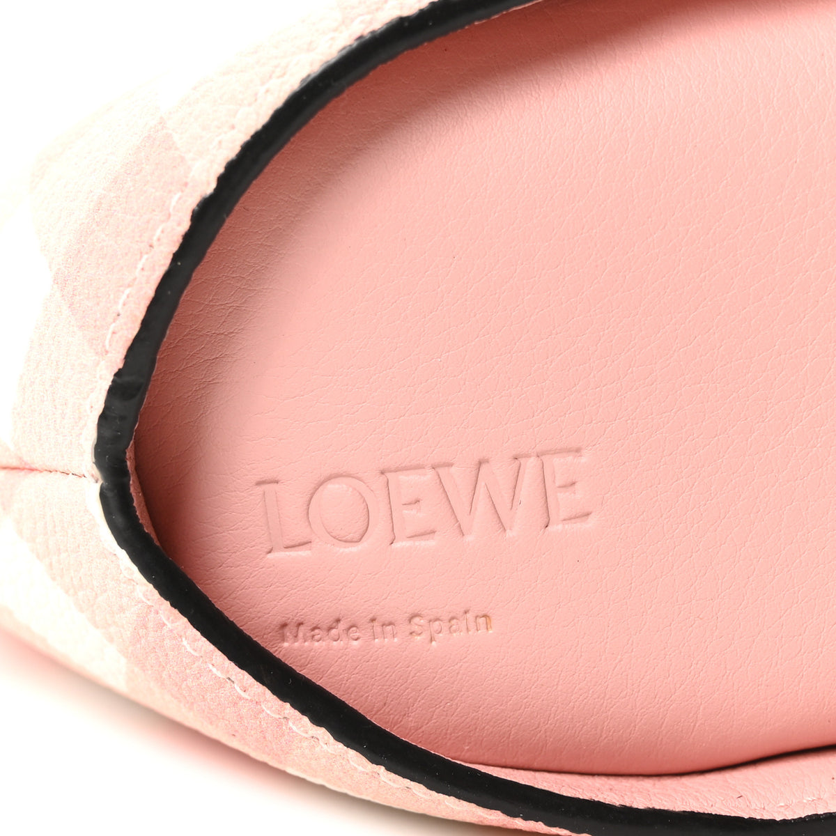 Loewe Calfskin Shearling Gingham Mini Bunny Crossbody Bag Pink 6 of 11