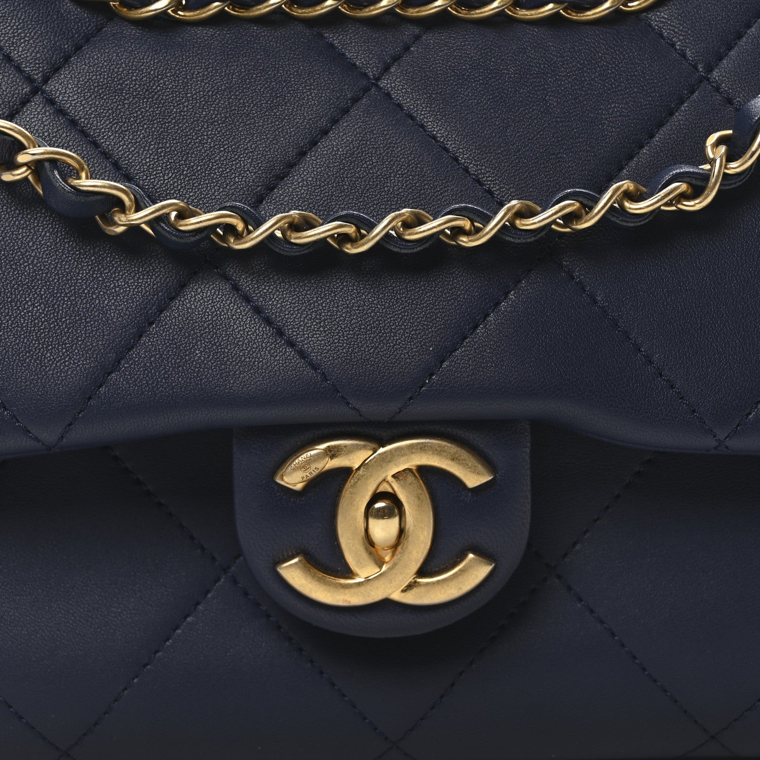 Chanel Lambskin A Real Catch Flap Bag Navy Blue 8 of 10