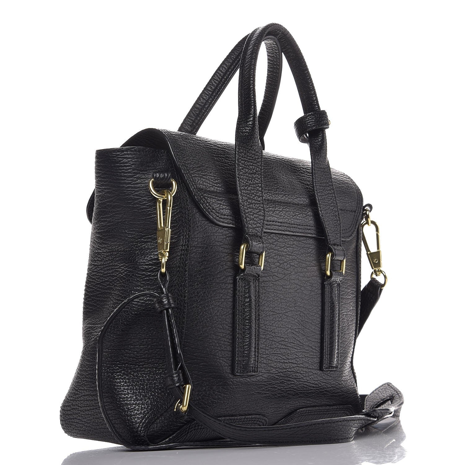 3.1 Phillip Lim 3.1 Textured Calfskin Medium Pashli Satchel Black 3 of 7