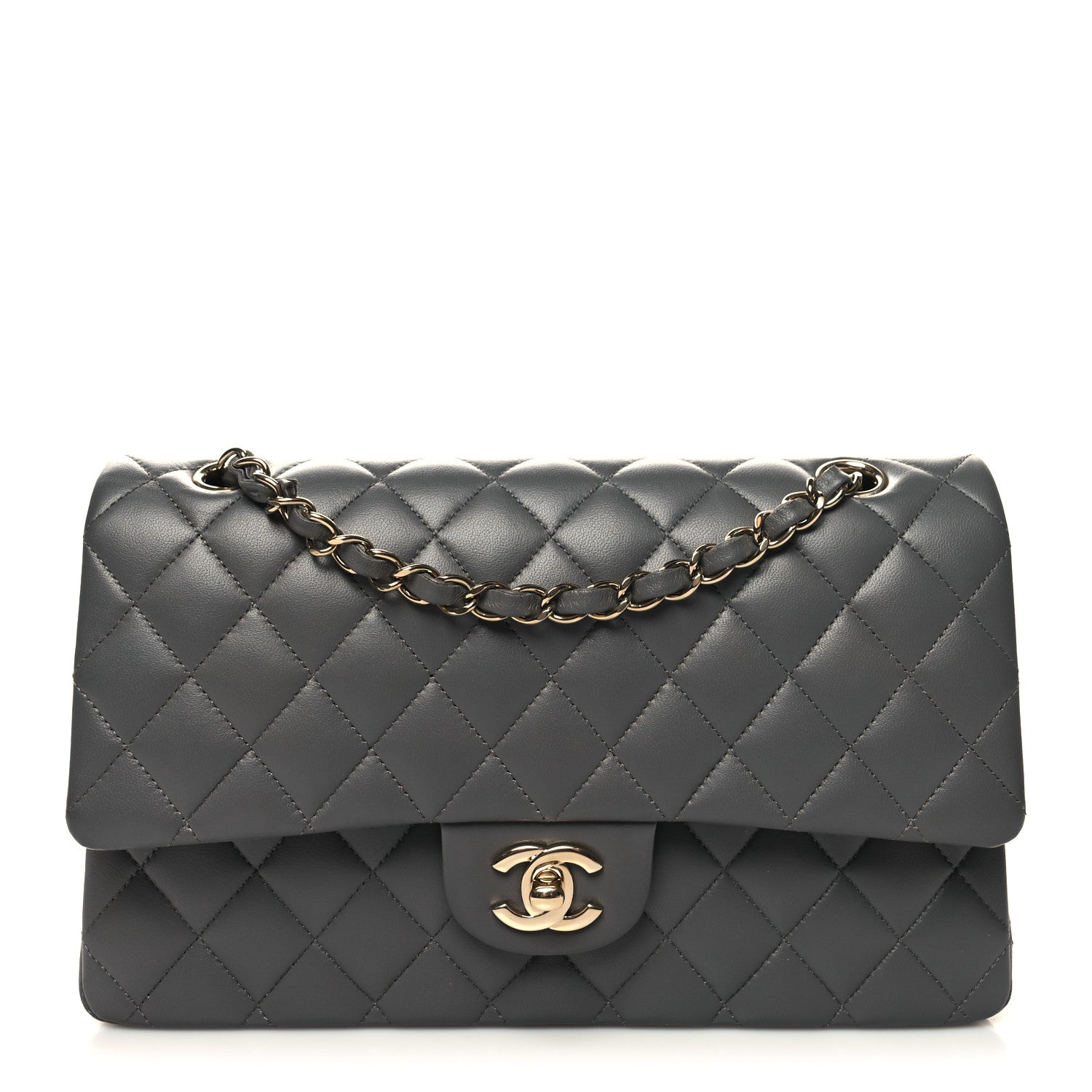 Chanel Lambskin Quilted Medium Double Flap Dark Grey 1 of 11