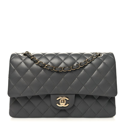 Chanel Lambskin Quilted Medium Double Flap Dark Grey 1 of 11