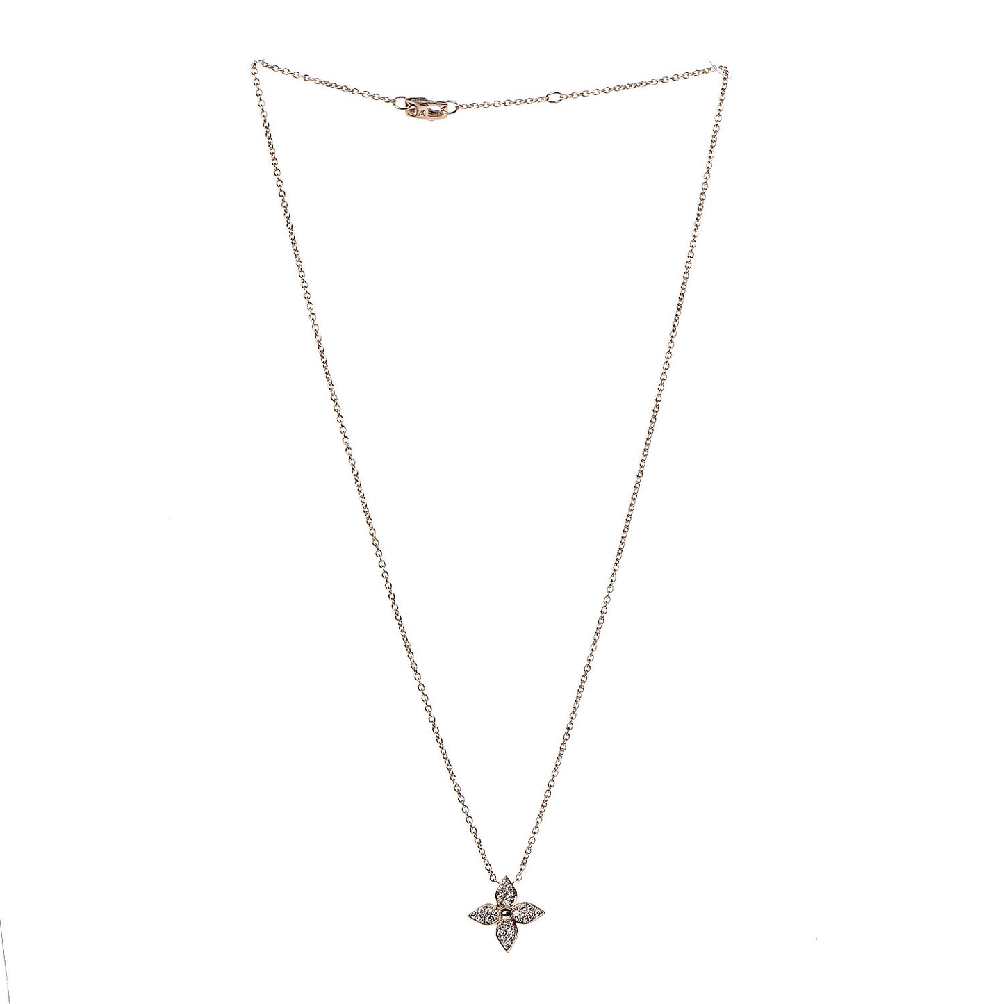 18K Pink Gold Diamond Star Blossom Pendant Necklace