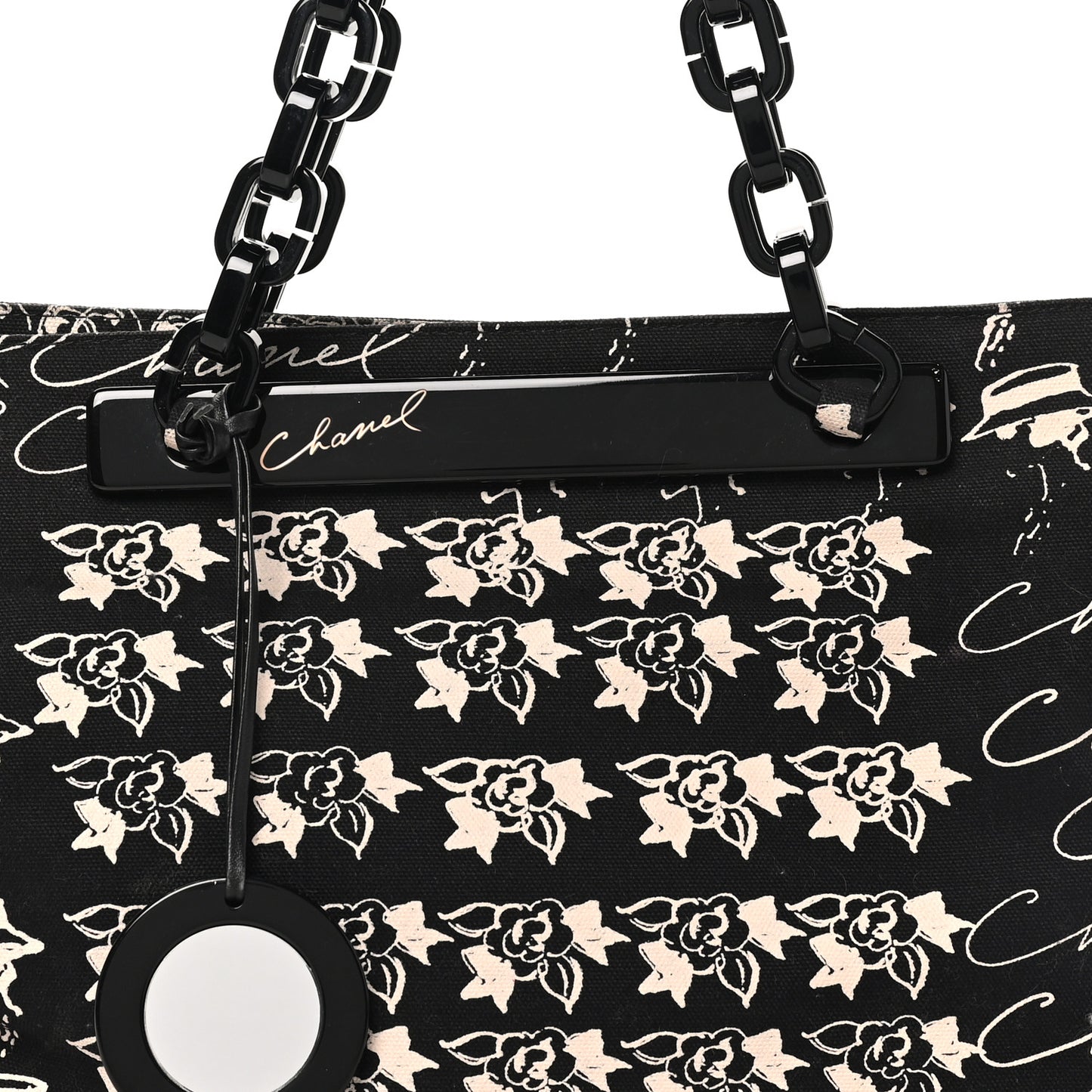 Canvas Camellia Flower Tote Black Black