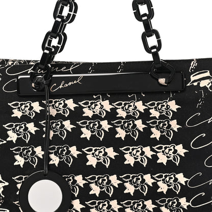 Chanel Canvas Camellia Flower Tote Black Black 8 of 10