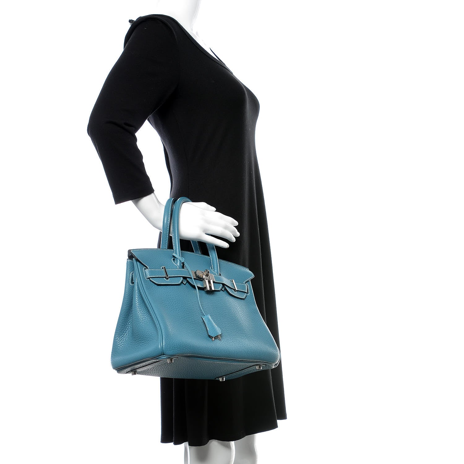 Hermes Taurillon Clemence Birkin 30 Blue Jean 2 of 40