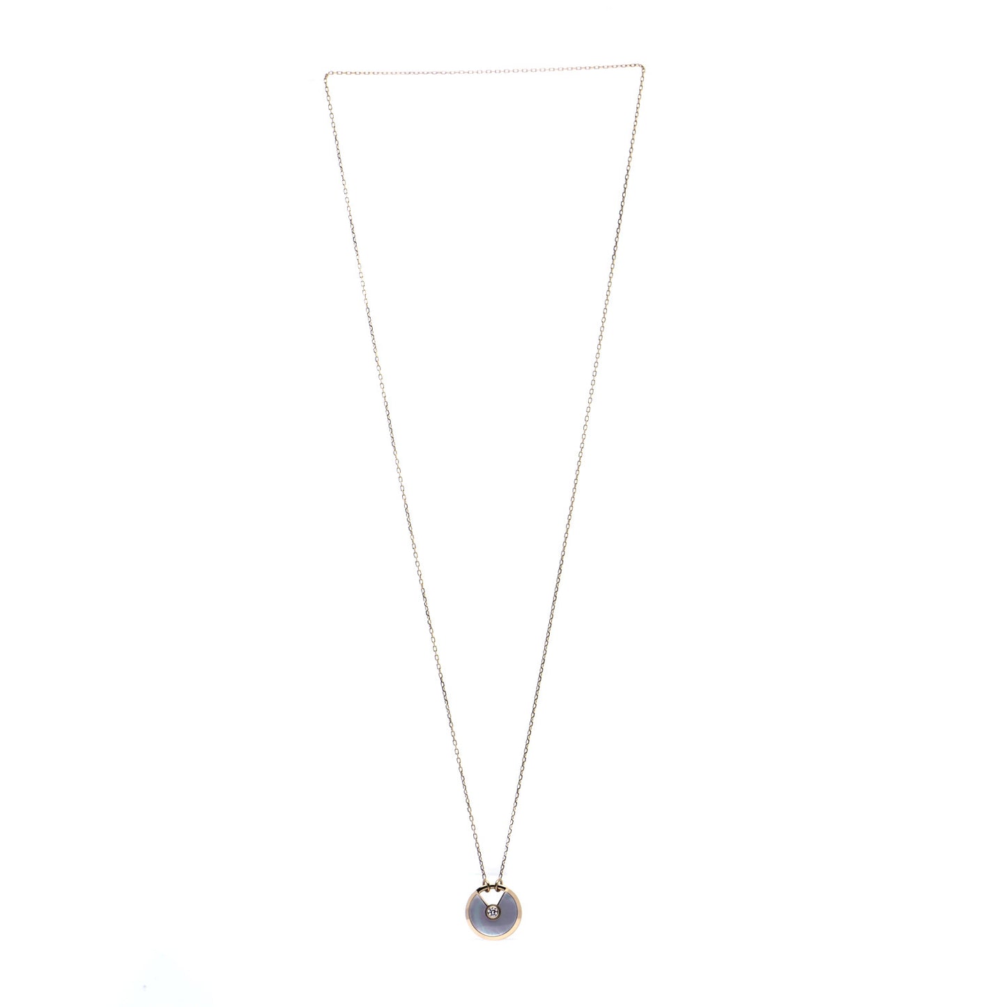 18K Yellow Gold Diamond Mother of Pearl SM Amulette de Cartier Pendant Necklace
